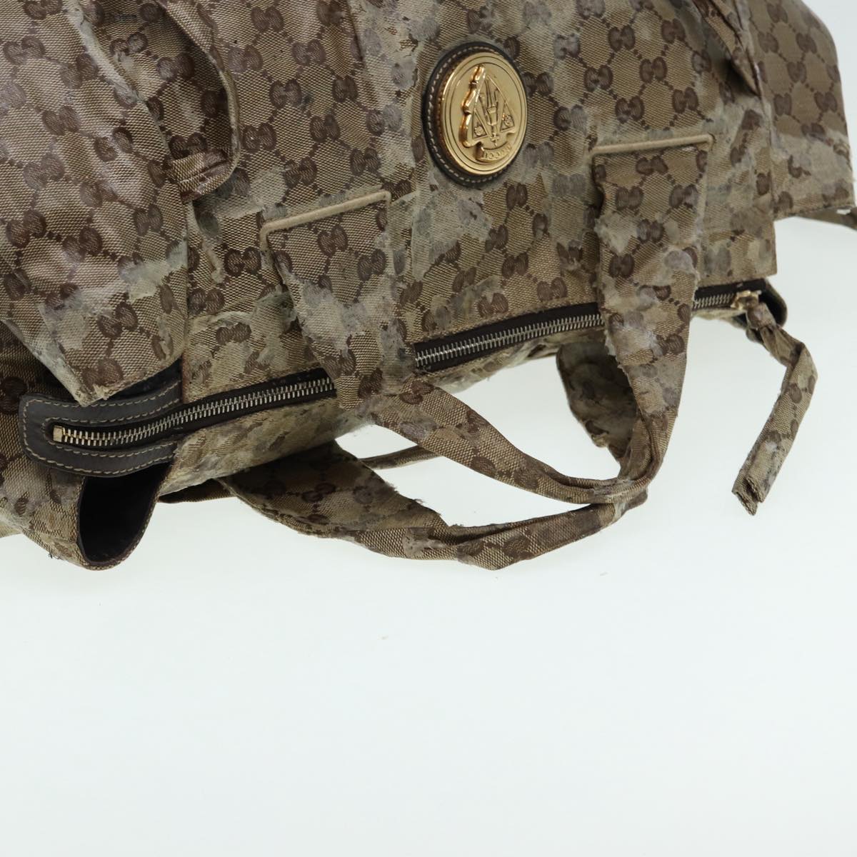 GUCCI GG Crystal Sherry Line Tote Bag 2Set Beige Red fm3716