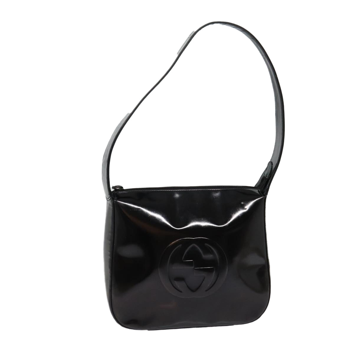 GUCCI Shoulder Bag Enamel Black Silver 001 1274 1703 fm3746