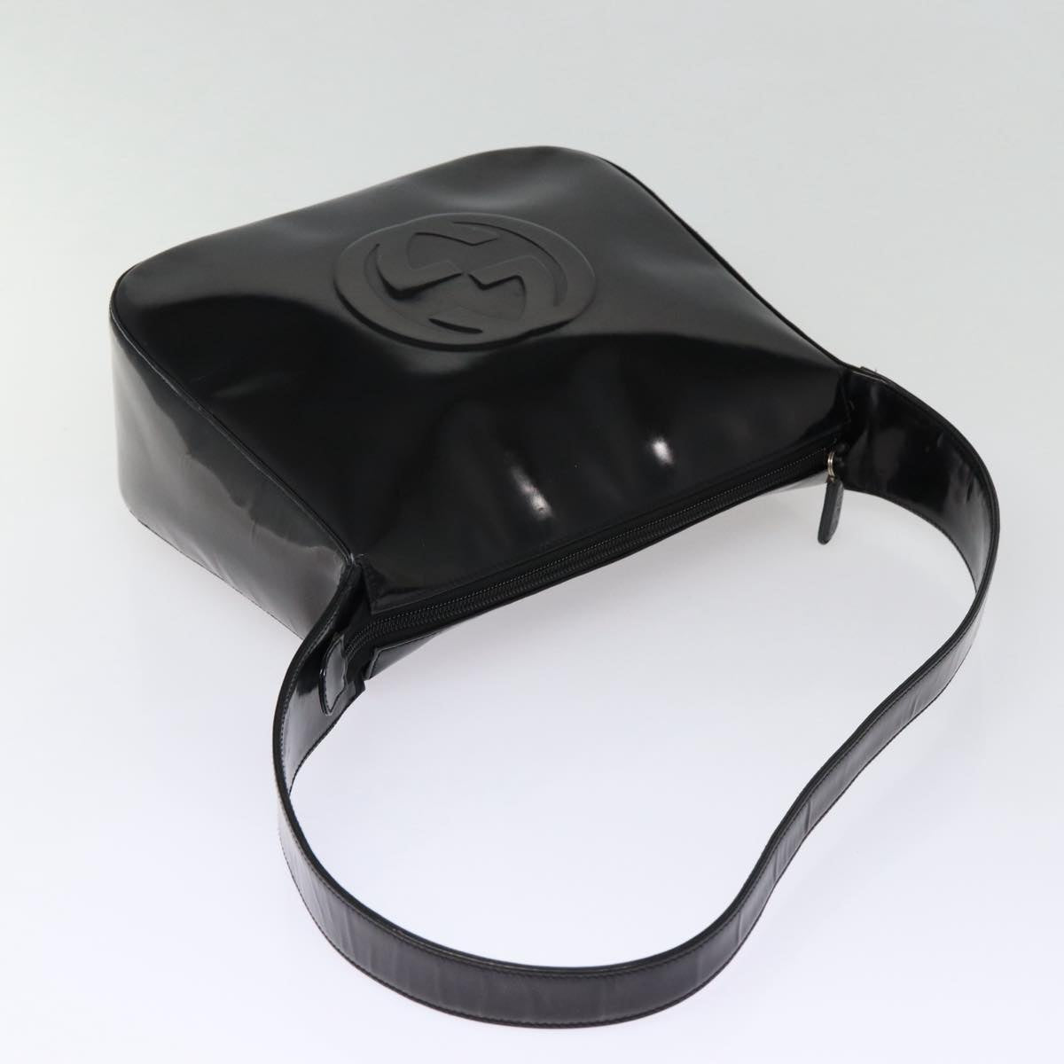 GUCCI Shoulder Bag Enamel Black Silver 001 1274 1703 fm3746
