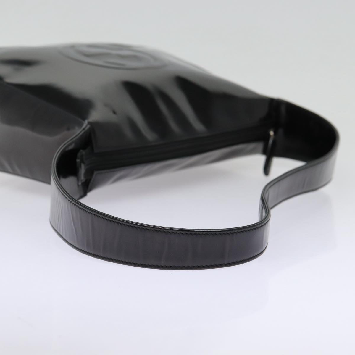 GUCCI Shoulder Bag Enamel Black Silver 001 1274 1703 fm3746