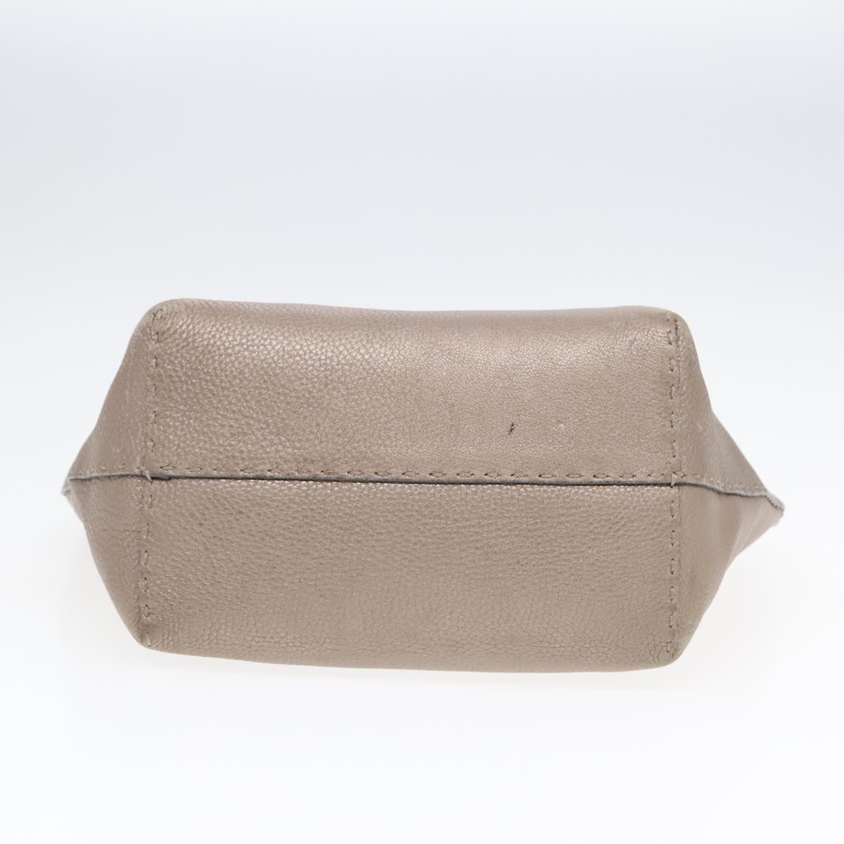 FENDI Celeria Tote Bag Leather Silver Silver Tone fm3806