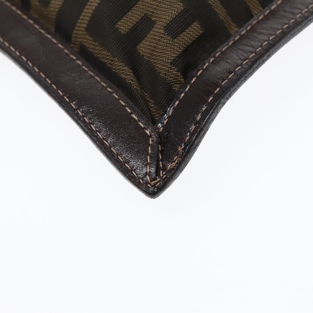 FENDI Zucca Canvas Clutch Bag Brown Black gold fm3891