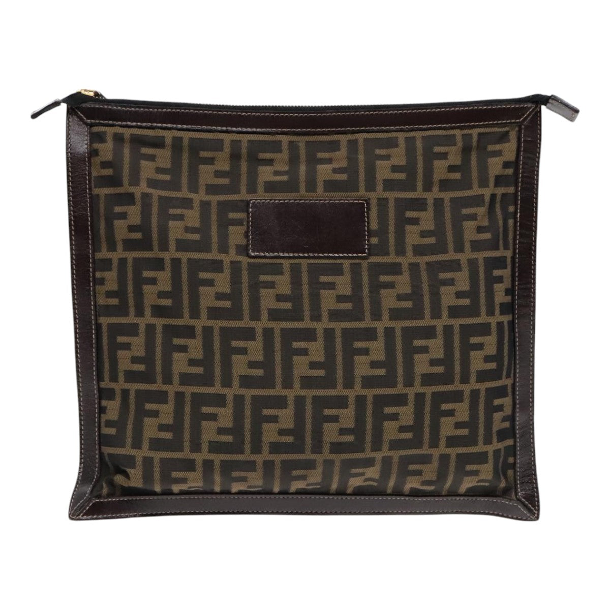 FENDI Zucca Canvas Clutch Bag Brown Black gold fm3891