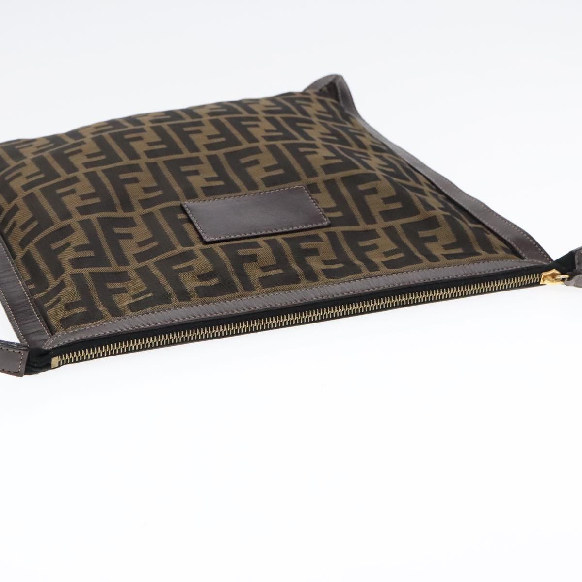 FENDI Zucca Canvas Clutch Bag Brown Black gold fm3891