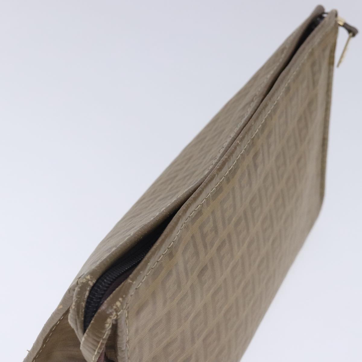 FENDI Zucchino Canvas Clutch Bag Beige fm3916