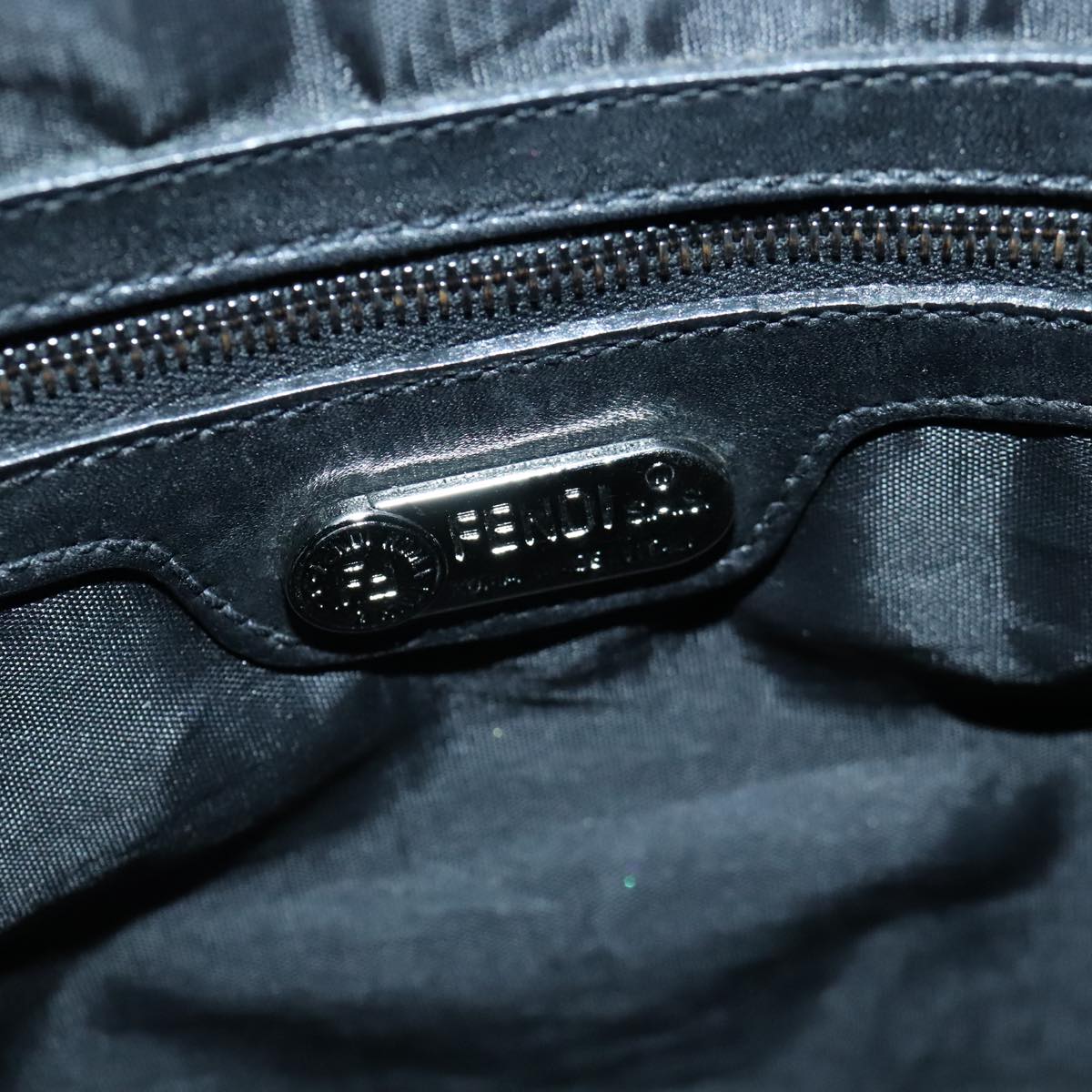 FENDI Shoulder Bag Nylon Leather Black Silver fm3934
