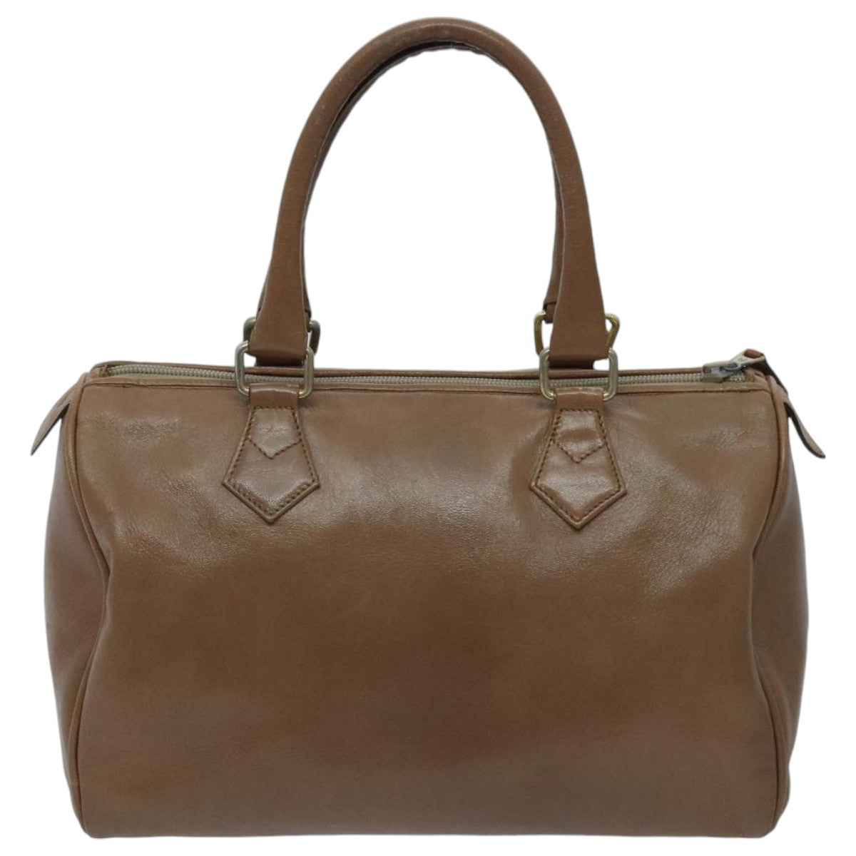 FENDI Hand Bag Leather Brown Gold fm3951