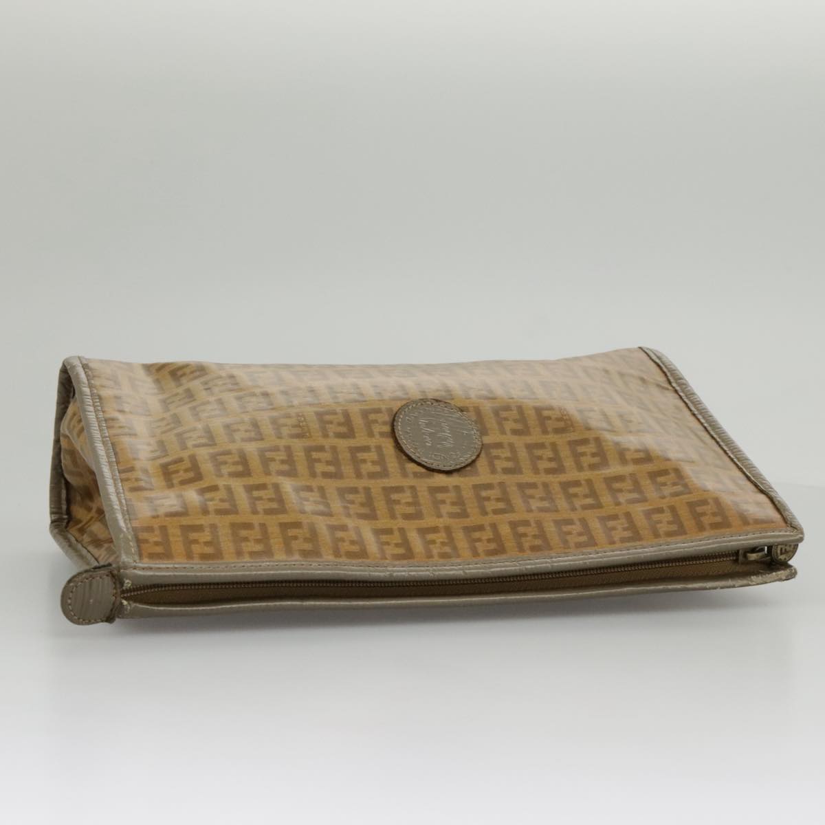 FENDI Zucchino Canvas Pouch Hand Bag Coated Canvas 3Set Beige fm3999