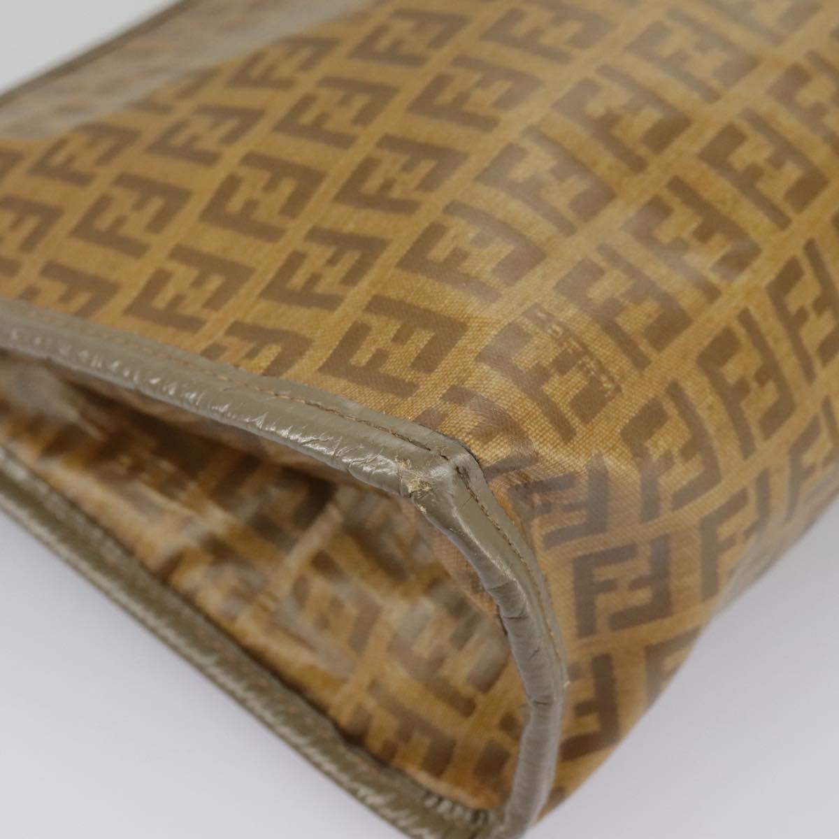 FENDI Zucchino Canvas Pouch Hand Bag Coated Canvas 3Set Beige fm3999