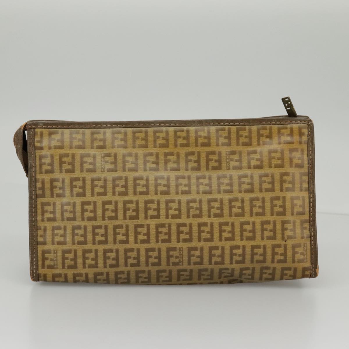 FENDI Zucchino Canvas Pouch Hand Bag Coated Canvas 3Set Beige fm3999