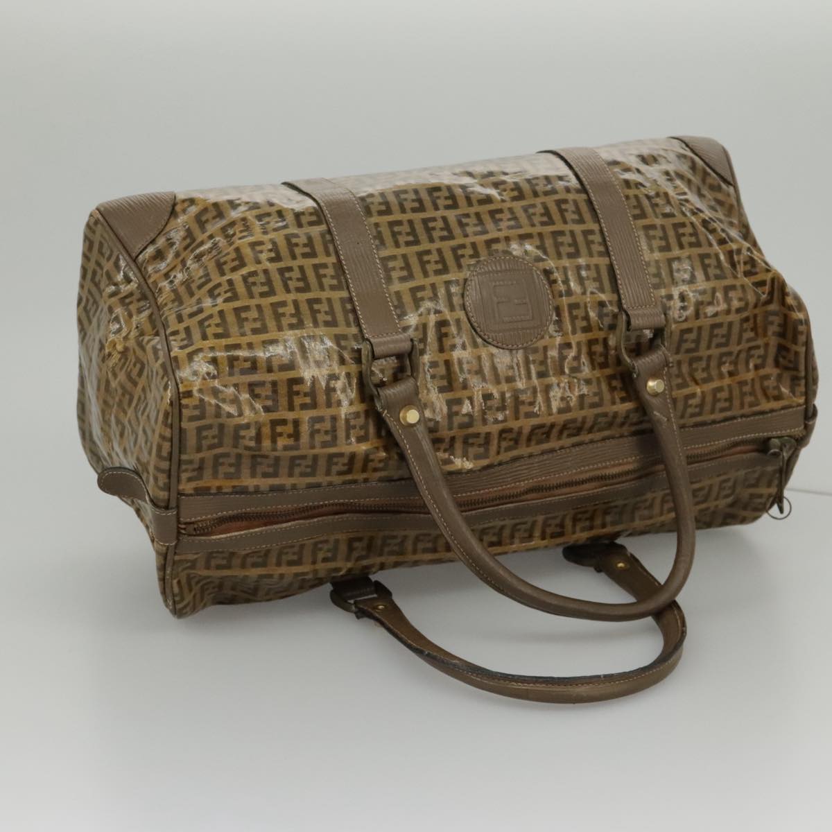 FENDI Zucchino Canvas Pouch Hand Bag Coated Canvas 3Set Beige fm3999