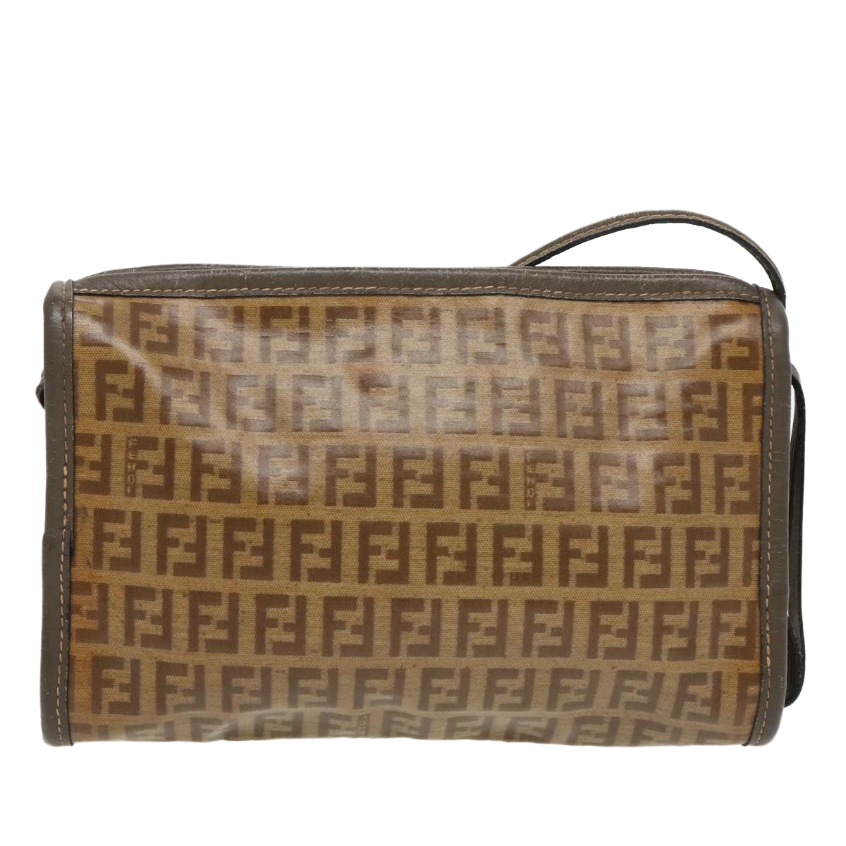 FENDI Zucchino Canvas Shoulder Bag Coated Canvas Old model Beige fm4001