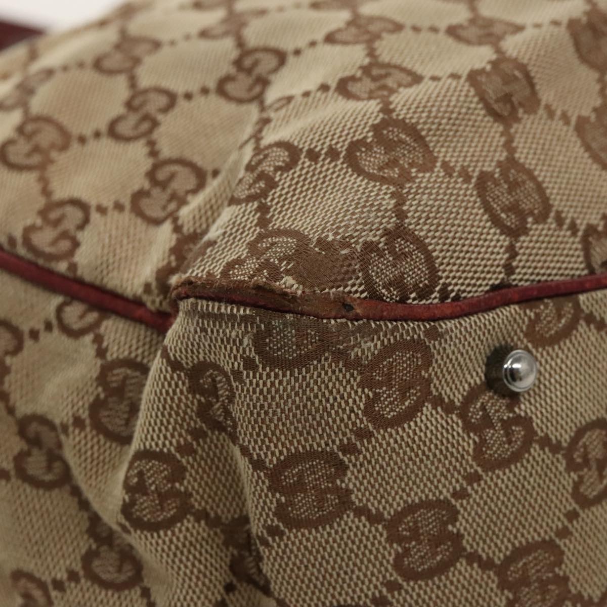 GUCCI GG Canvas Tote Bag Beige Silver fm4008