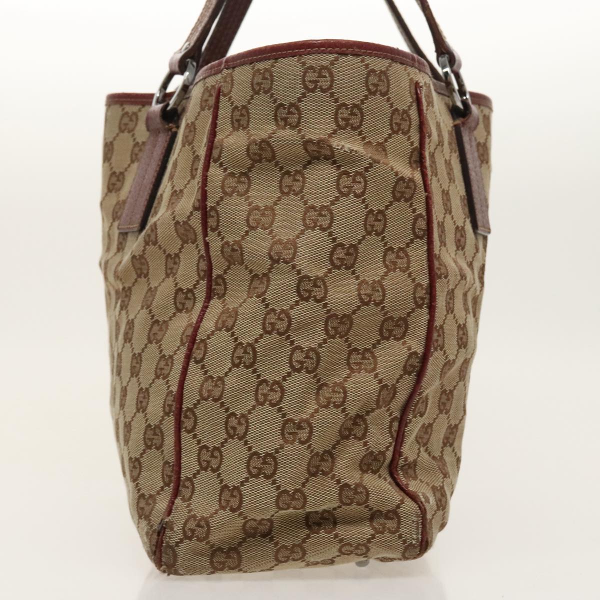 GUCCI GG Canvas Tote Bag Beige Silver fm4008