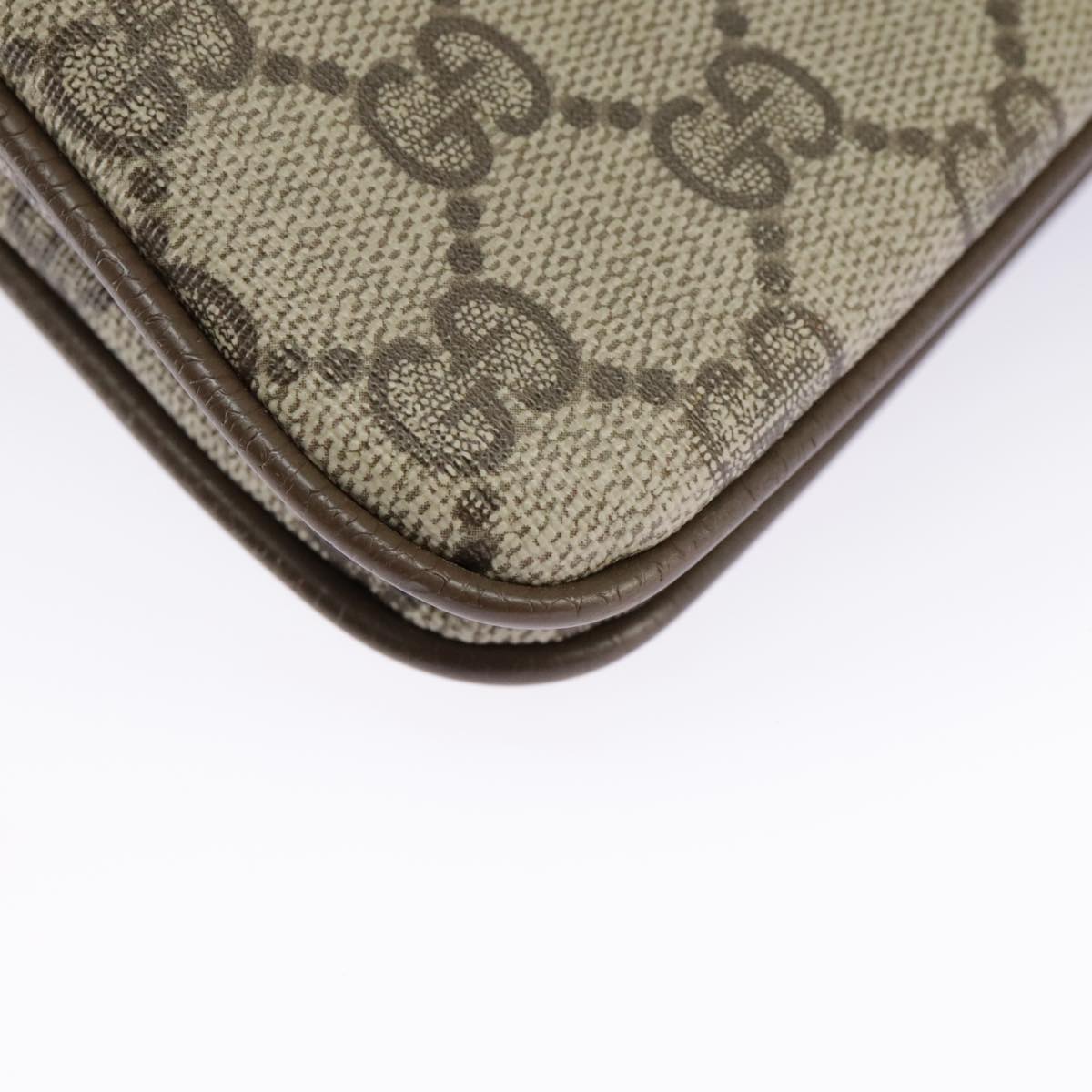 GUCCI GG Supreme Web Sherry Line Shoulder Bag PVC Leather Beige Red fm4067