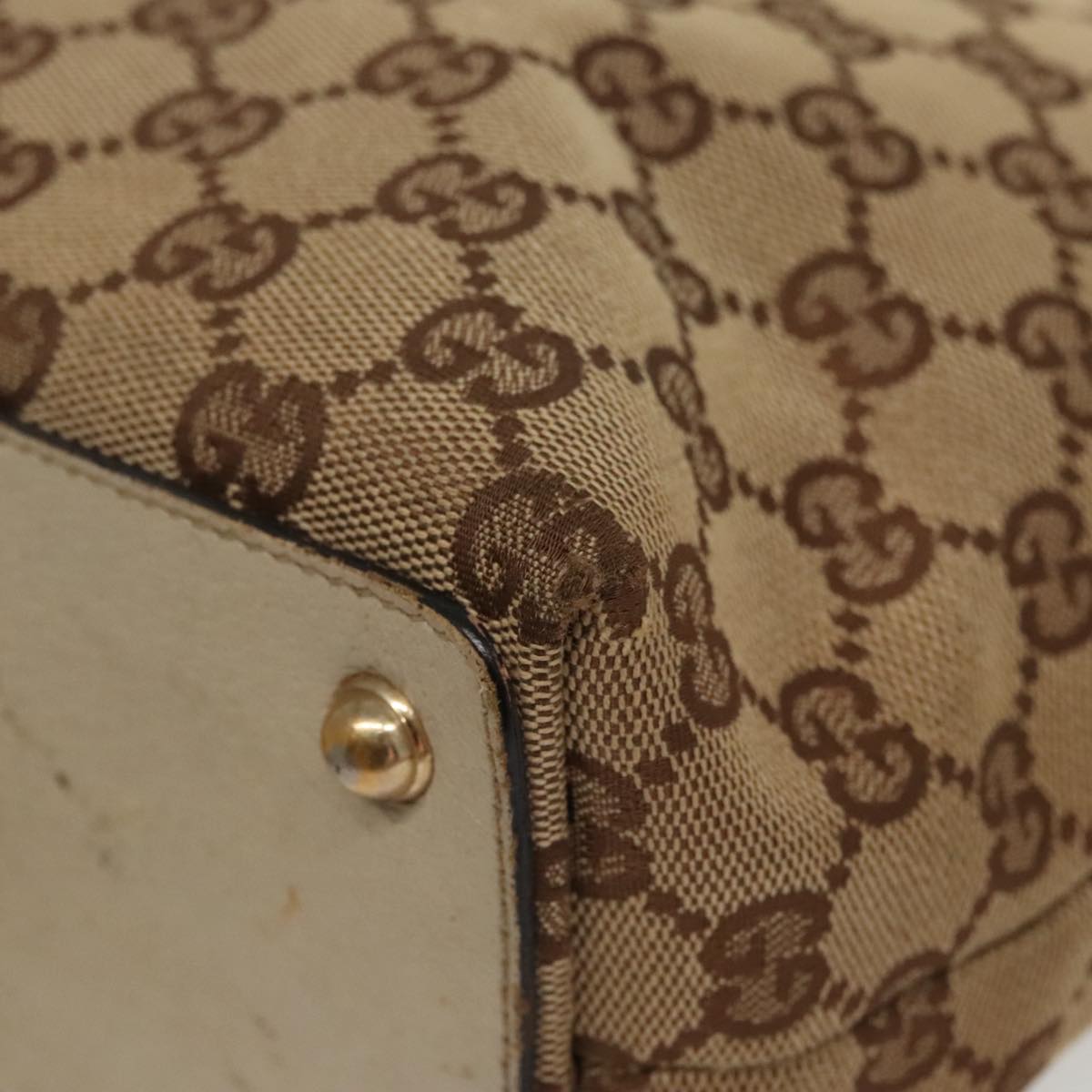 GUCCI GG Canvas Tote Bag Beige Gold 120840 fm4073