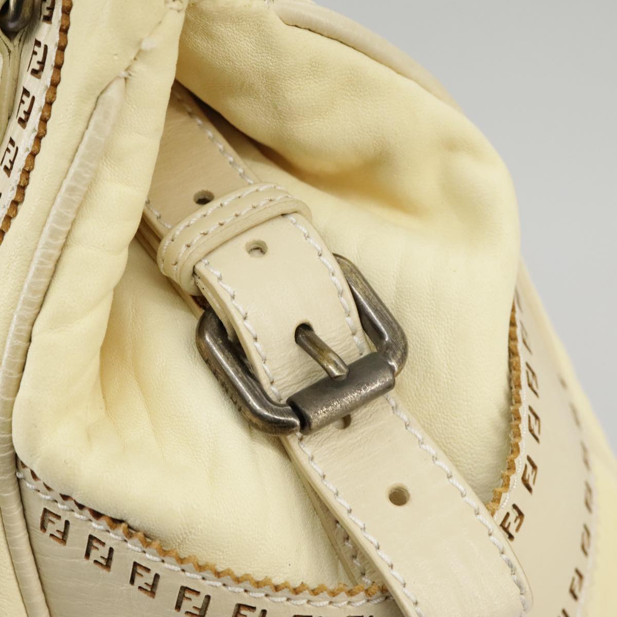 FENDI Hand Bag Leather Cream fm4097