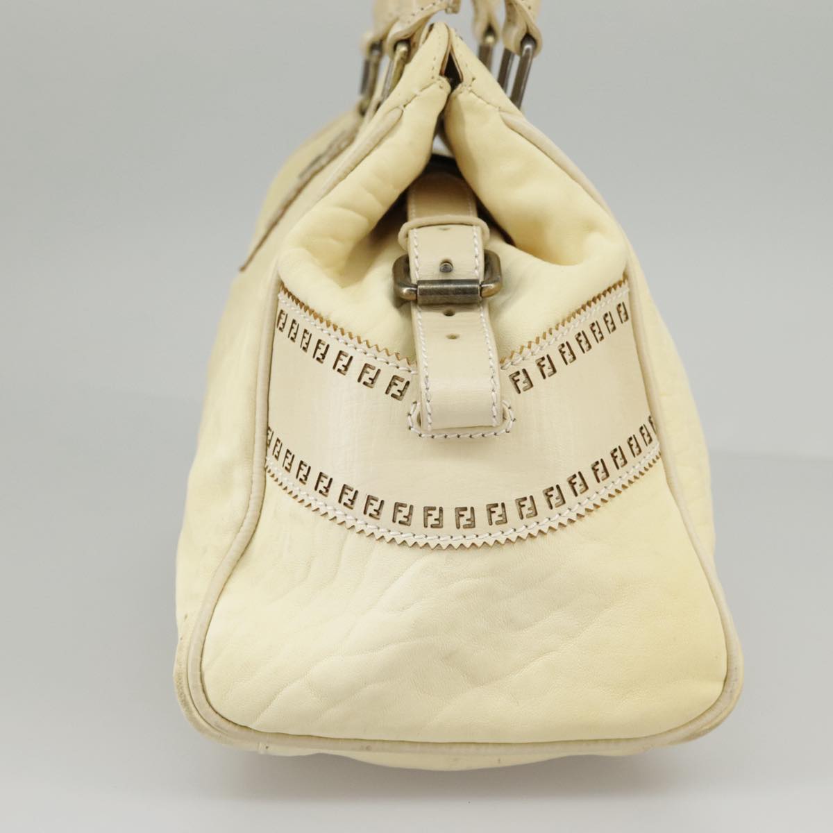 FENDI Hand Bag Leather Cream fm4097