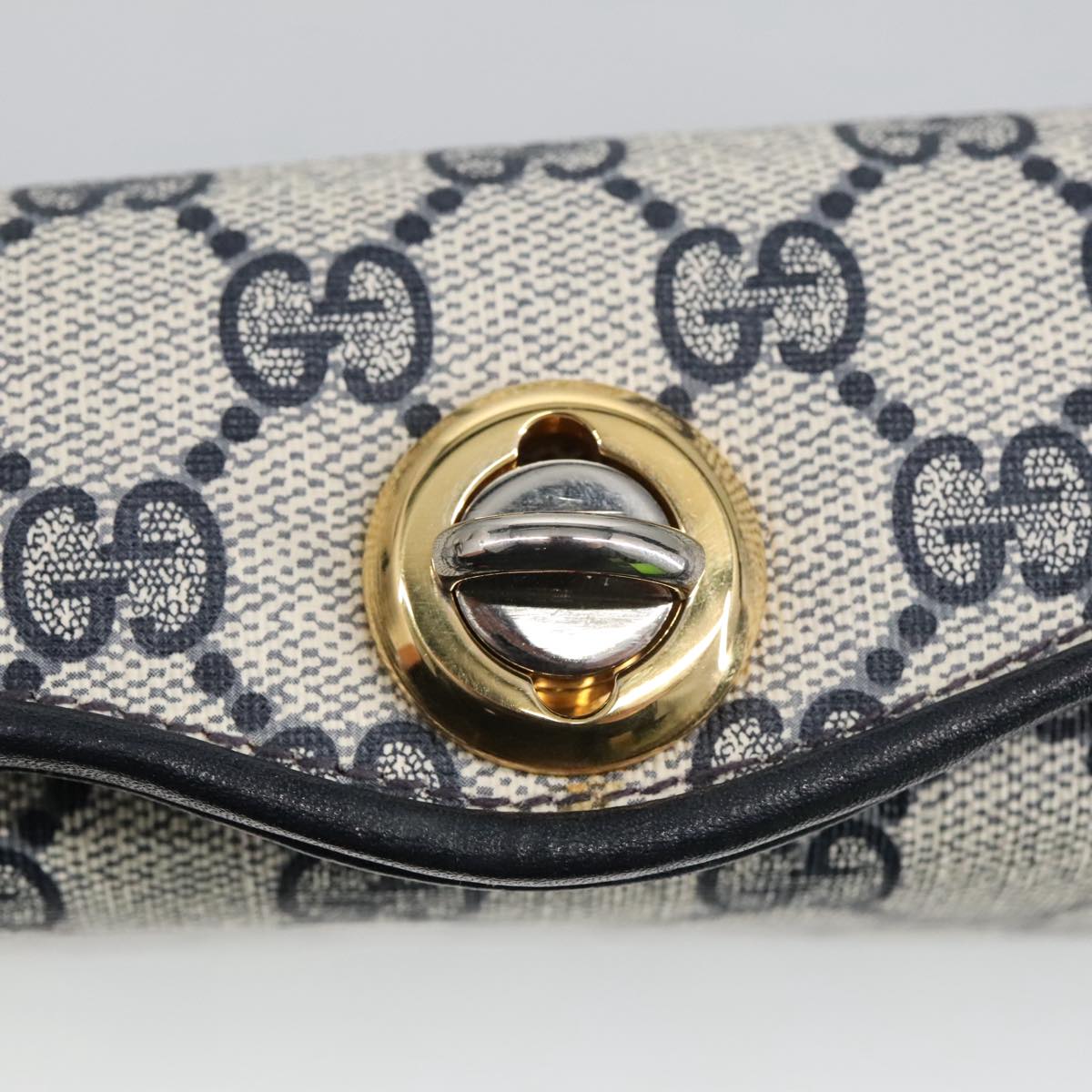 GUCCI GG Supreme Sherry Line Hand Bag PVC Navy fm4161