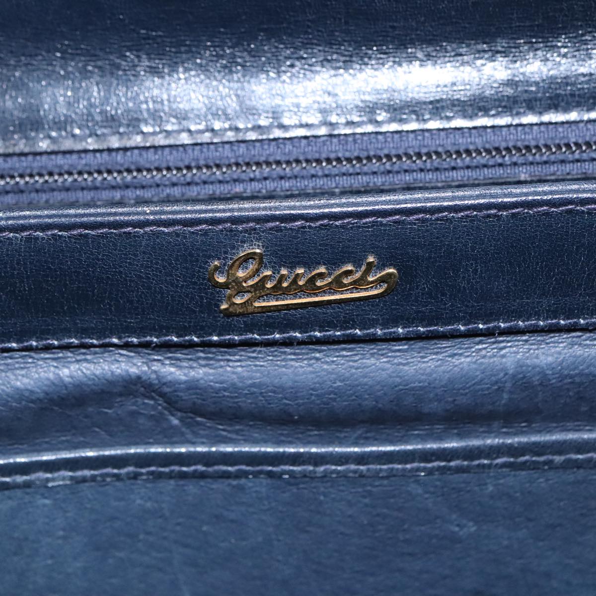GUCCI GG Supreme Sherry Line Hand Bag PVC Navy fm4161