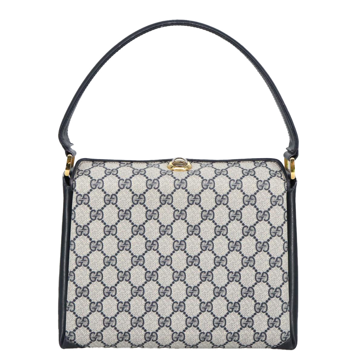 GUCCI GG Supreme Sherry Line Hand Bag PVC Navy fm4161