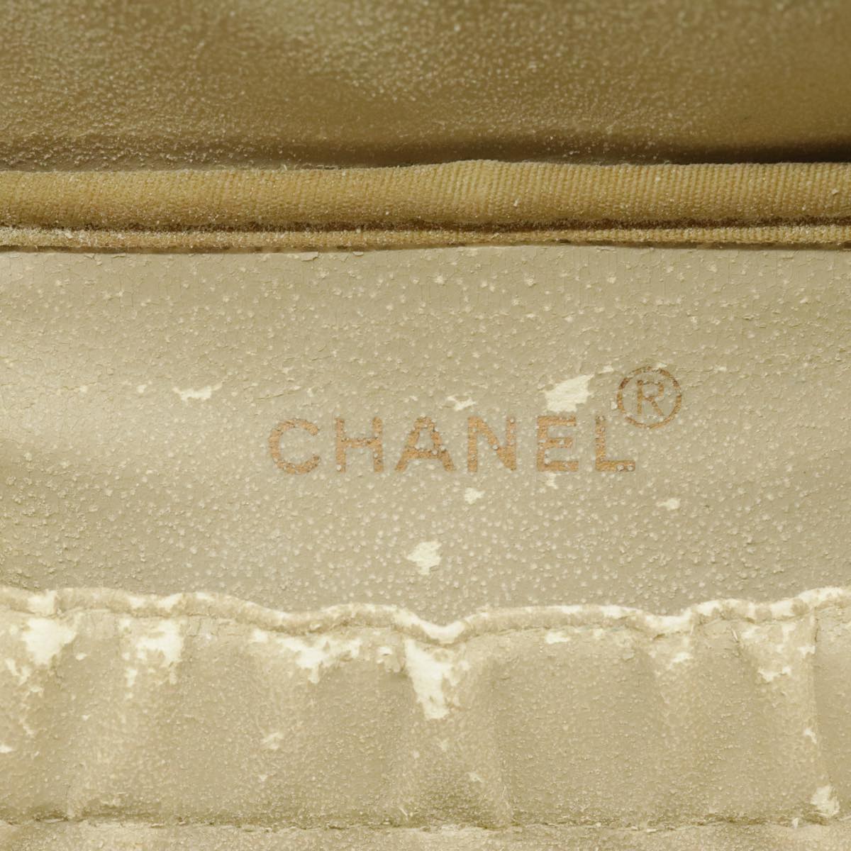 CHANEL COCO Mark vanity Pouch Caviar Skin White Gold CC fm4164