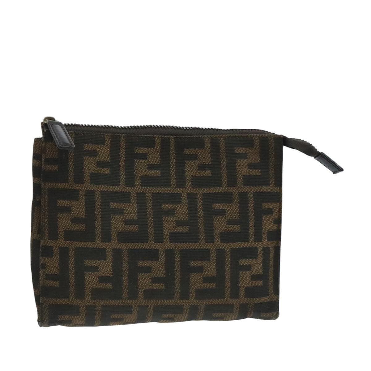 FENDI Zucca Canvas Pouch Brown Black fm4181