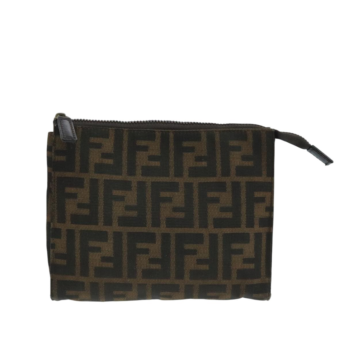 FENDI Zucca Canvas Pouch Brown Black fm4181