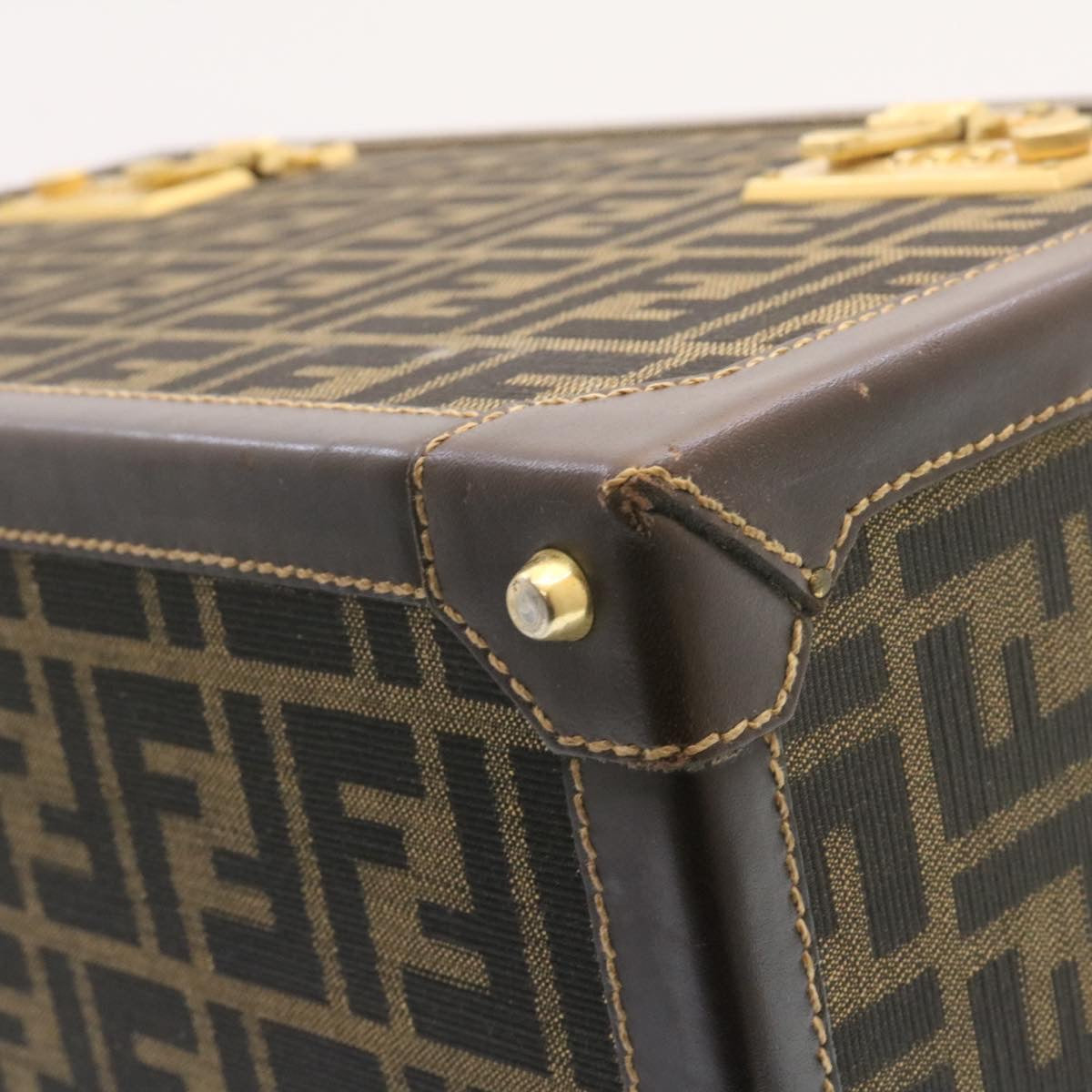 FENDI Zucca Canvas Vanity box Hand Bag Brown fm664A