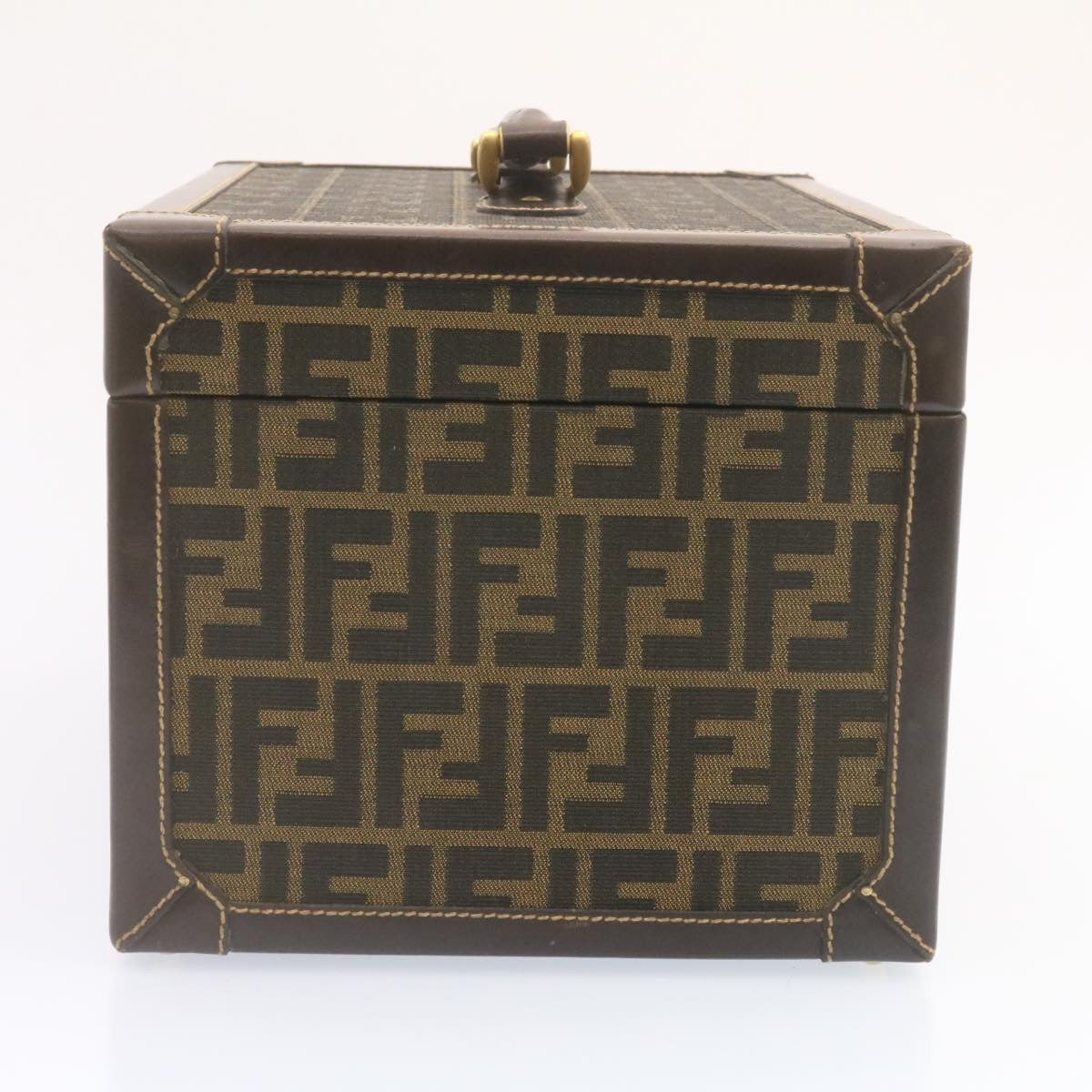 FENDI Zucca Canvas Vanity box Hand Bag Brown fm664A