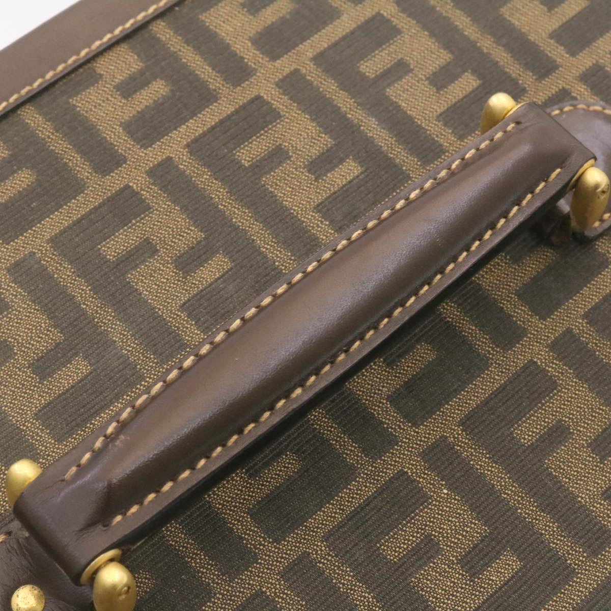 FENDI Zucca Canvas Vanity box Hand Bag Brown fm664A