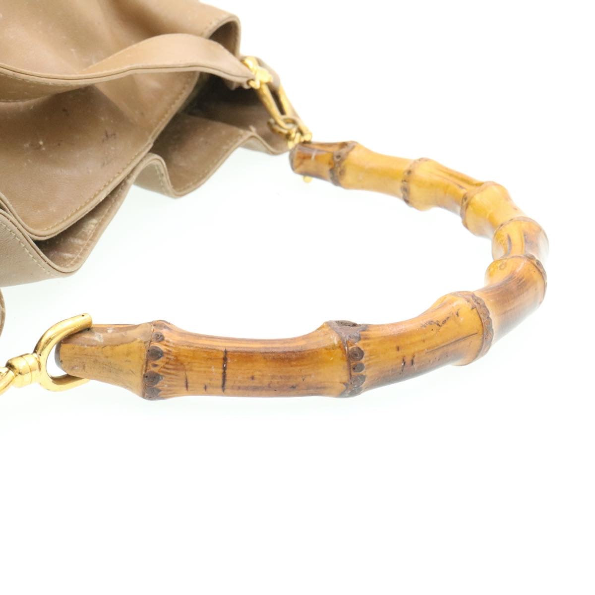 GUCCI Bamboo 2Way Shoulder Bag Hand Bag Leather Brown fm719