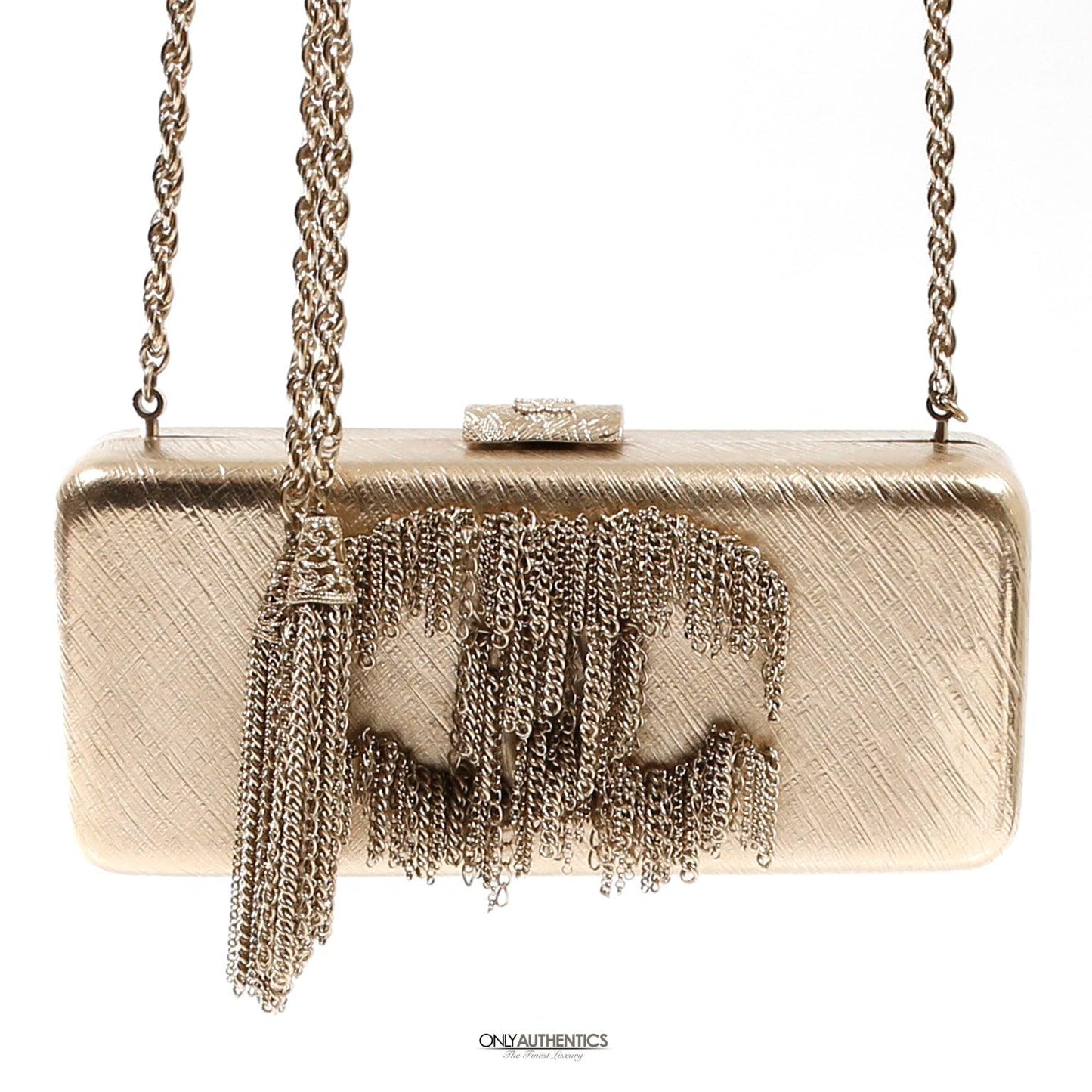 Chanel Gold CC Dripping Chains Box Clutch