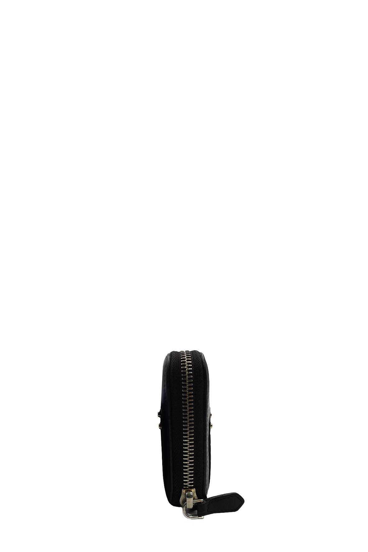 Pandora Zip Around Calfskin Crocodile Embossed Black