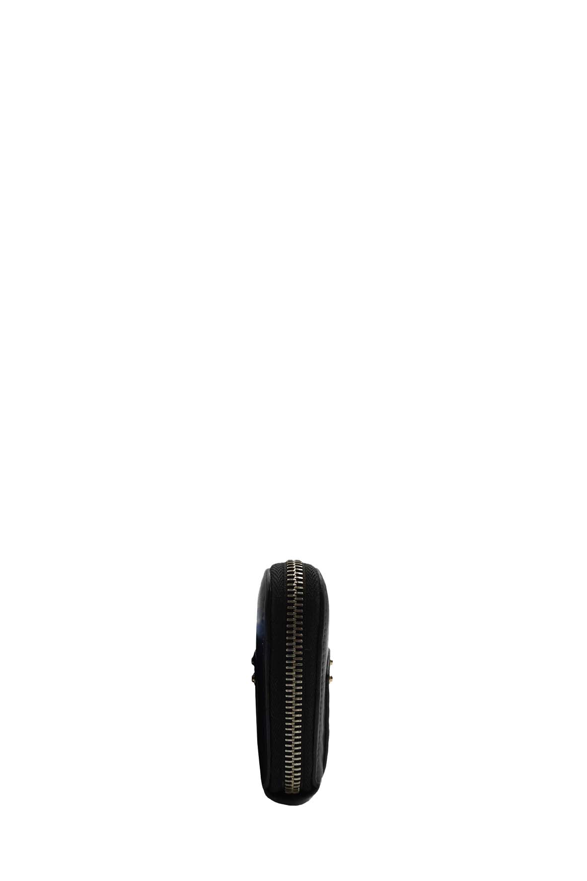 Pandora Zip Around Calfskin Crocodile Embossed Black