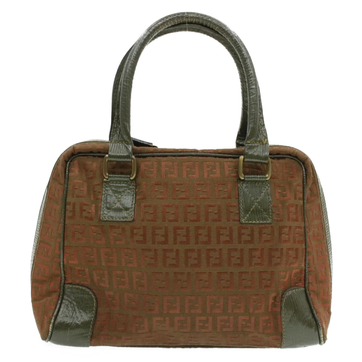 FENDI Zucchino Canvas Hand Bag Brown am060g