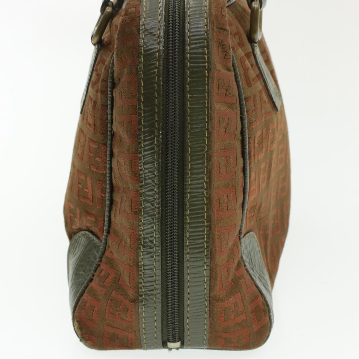 FENDI Zucchino Canvas Hand Bag Brown am060g