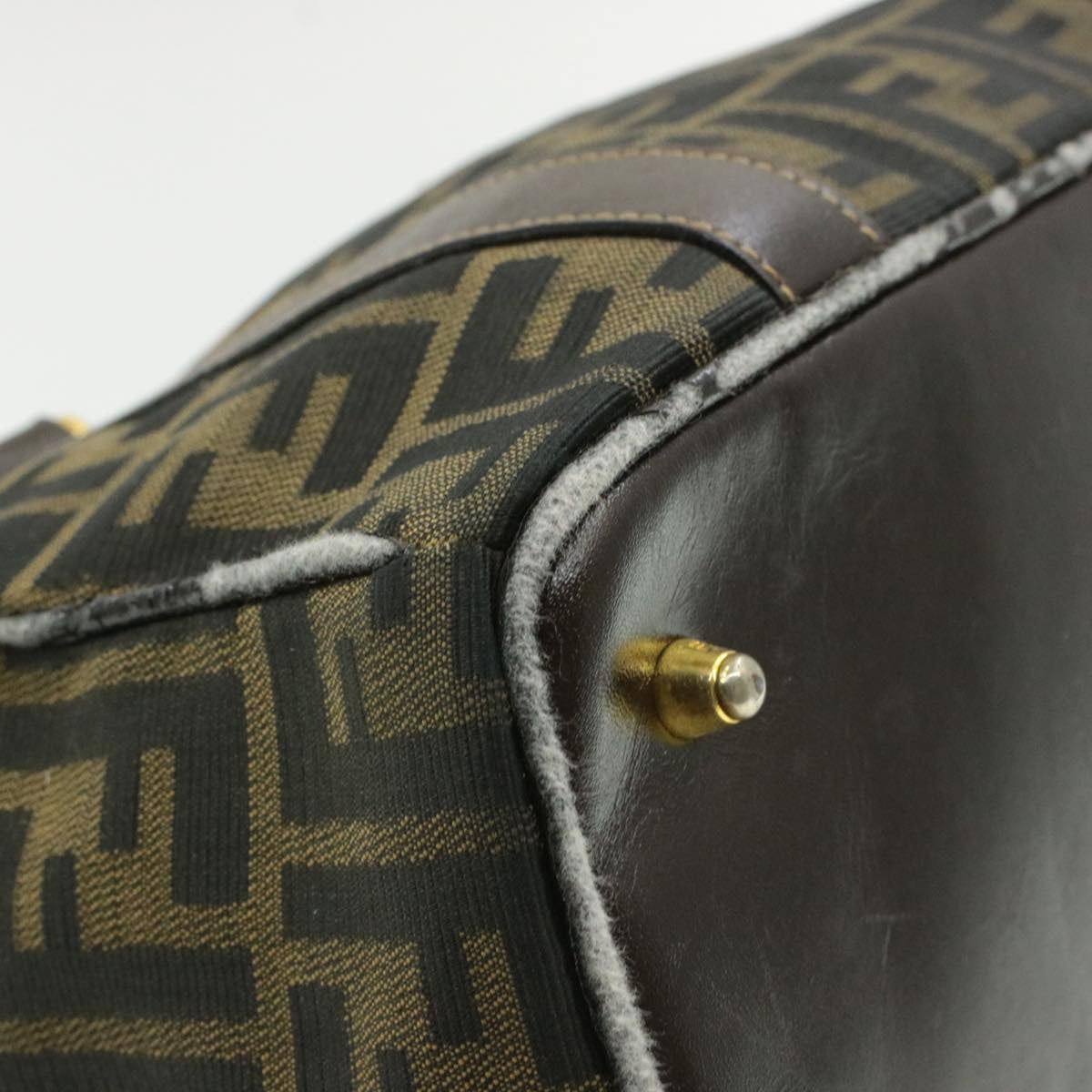 FENDI Zucca Canvas Hand Bag Black Brown am092g