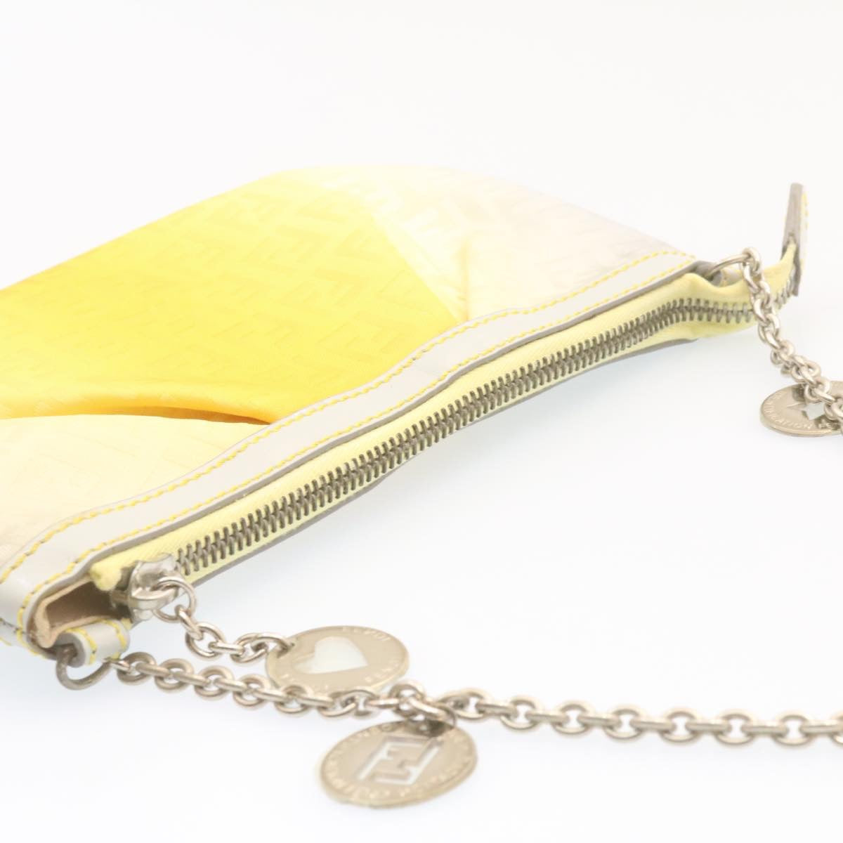 FENDI Zucchino Canvas Chain accessories Pouch Nylon Yellow am1038g