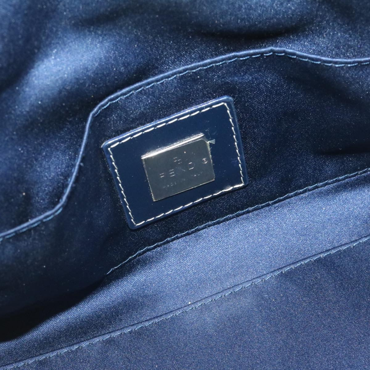 FENDI Zucchino Canvas Hand Bag Blue Navy am1197g
