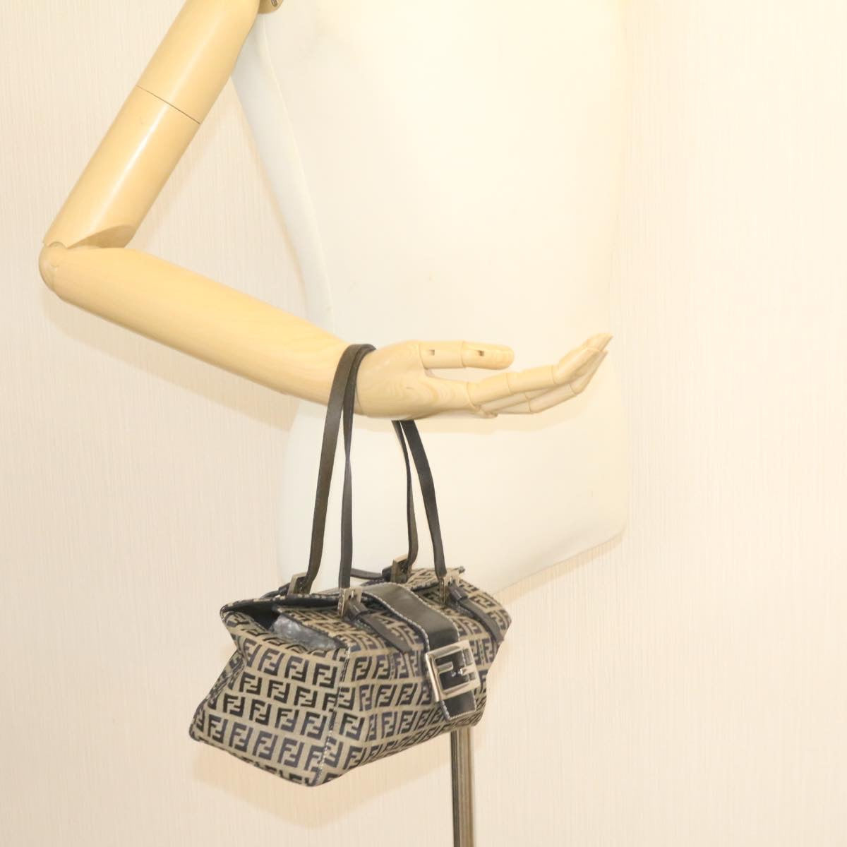 FENDI Zucchino Canvas Hand Bag Blue Navy am1197g