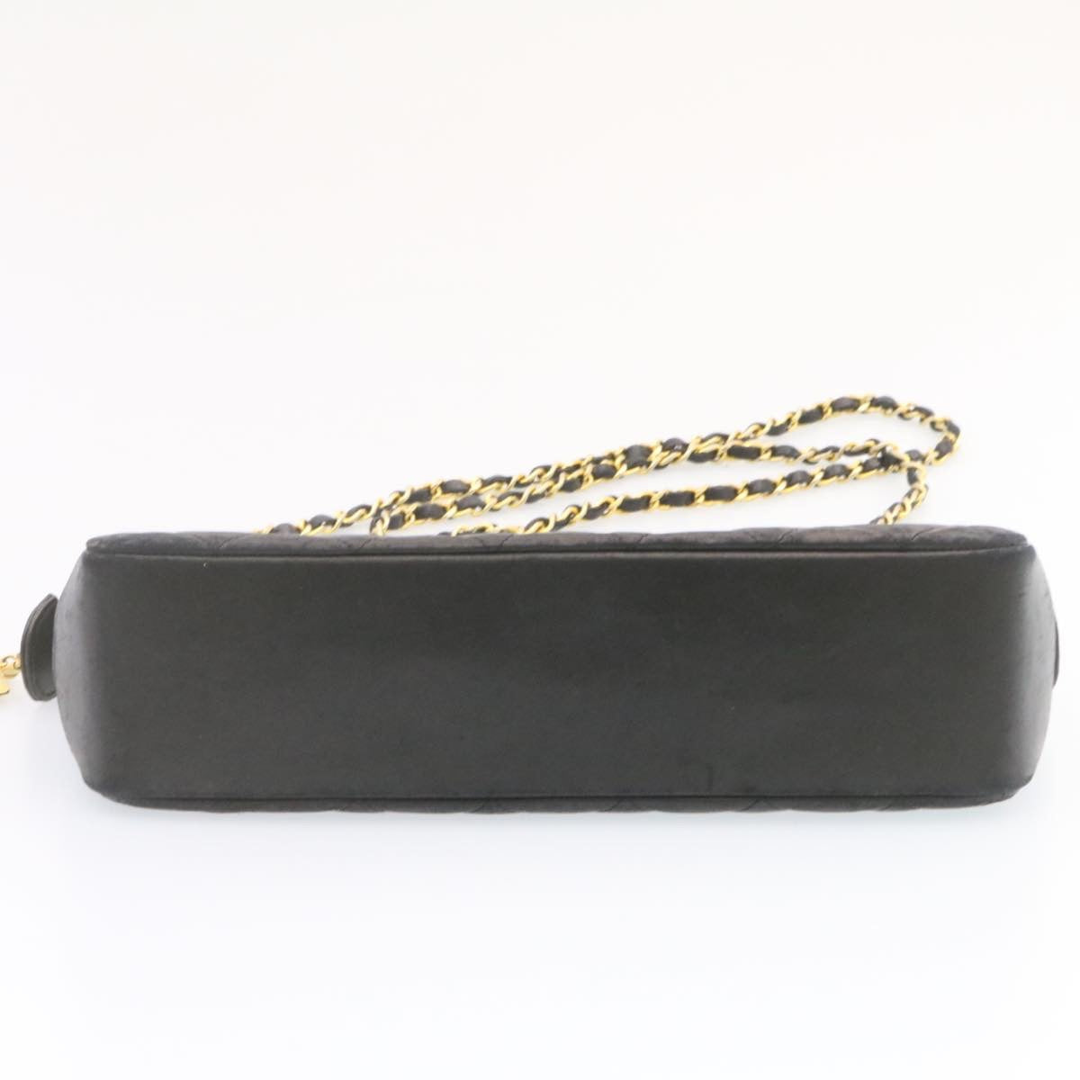 CHANEL Lamb Skin Matelasse Chain Shoulder Bag Black CC am1201gA