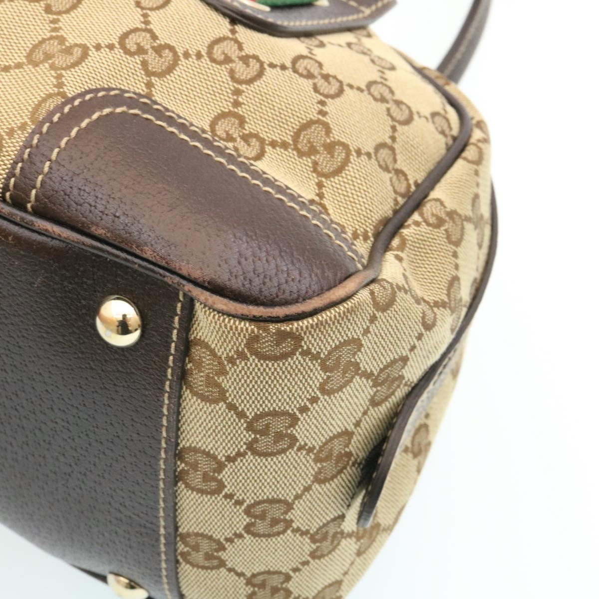 GUCCI GG Canvas Sherry Line Shoulder Bag Brown Red Green am1564g