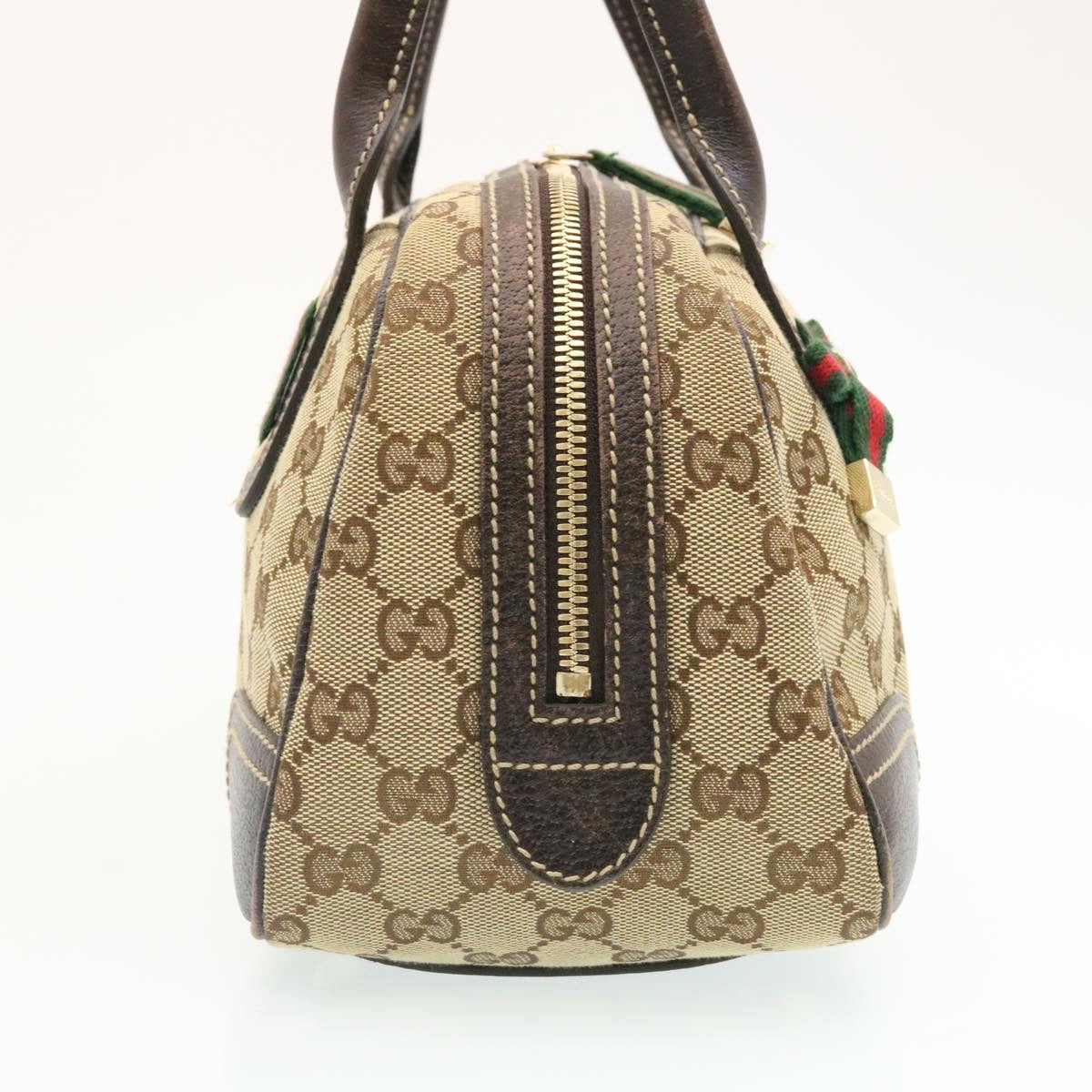 GUCCI GG Canvas Sherry Line Shoulder Bag Brown Red Green am1564g