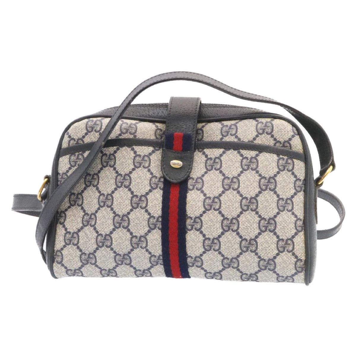 GUCCI Sherry Line GG Canvas Shoulder Bag Navy Red am1664g