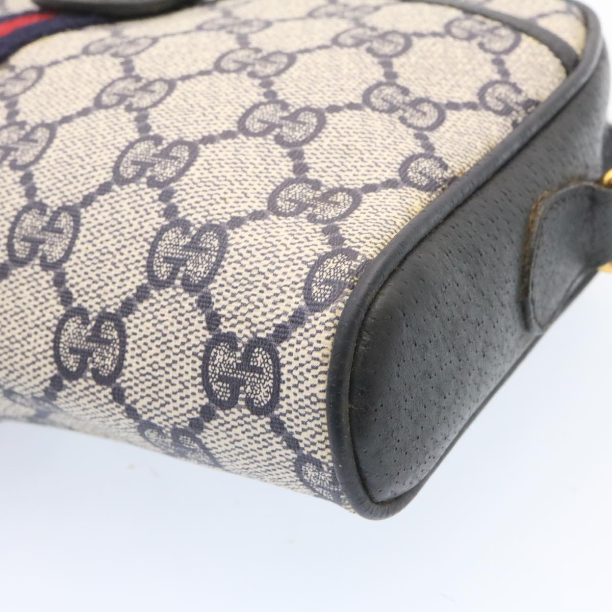 GUCCI Sherry Line GG Canvas Shoulder Bag Navy Red am1664g