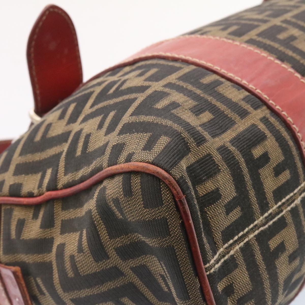 FENDI Zucca Canvas Boston Bag Brown Red am1732g