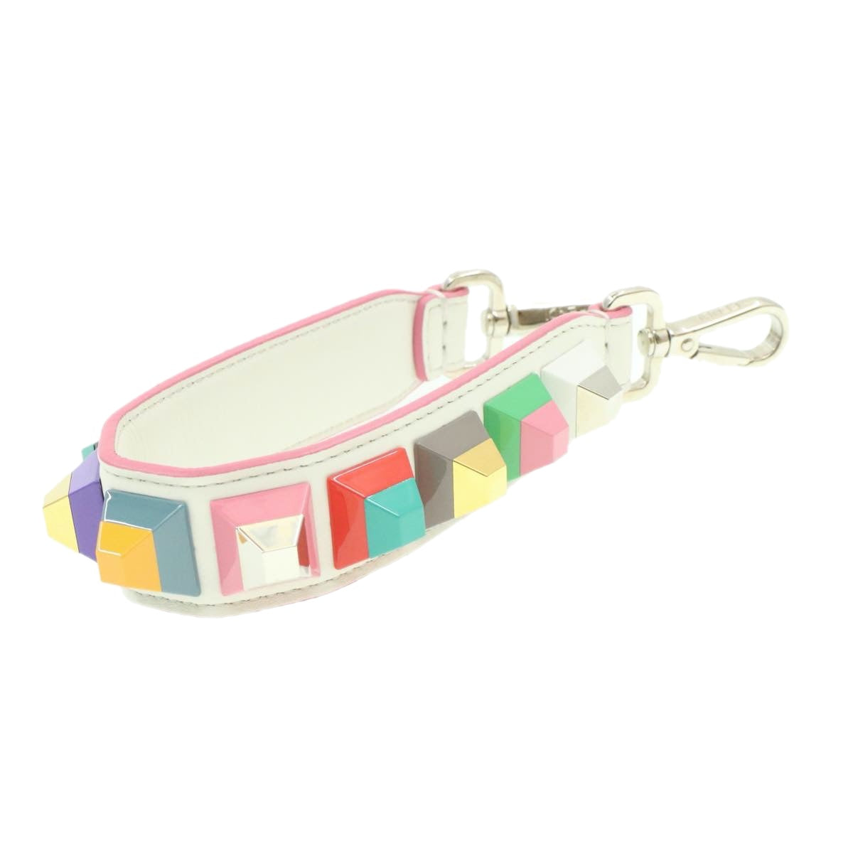 FENDI Shoulder Strap Leather White Multicolor am189g