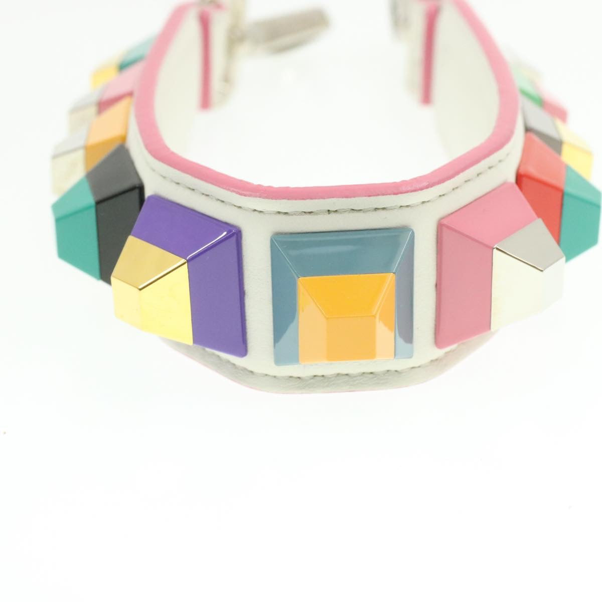 FENDI Shoulder Strap Leather White Multicolor am189g