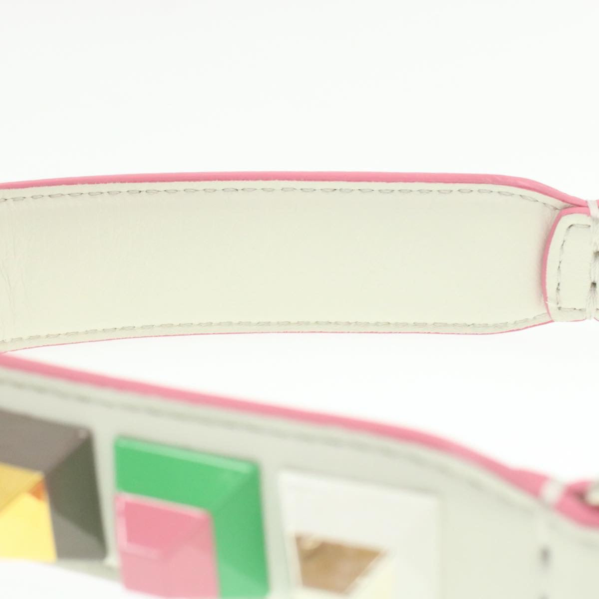 FENDI Shoulder Strap Leather White Multicolor am189g